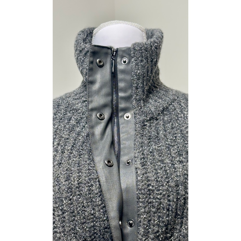 White House Black Market Grey Metallic Knit Longline Belted Sweater Vest‎ Small - Picture 5 of 9
